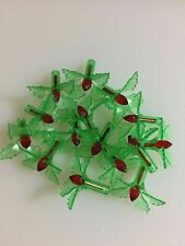 GREEN HOLLY Poinsettia BULBS 25 Ceramic Christmas Tree Lights picture