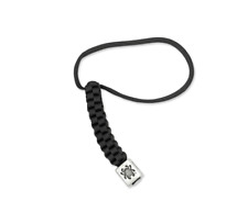 Spyderco Lanyard Box Weave Black Nylon Parachute Cord Square Pewter Bead BEAD1LY picture