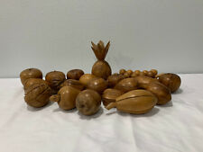 Vintage Possibly Asian Lot of 20 Pieces of Carved Wood Fruit picture