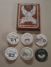 Vintage 1981 & 82 Sturgis Motorcycle Buttons Pinback Lot 6 Buttons W/Plaque  picture