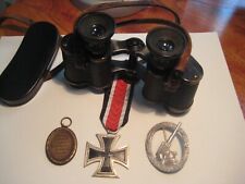 Original German estate of an officer of Wehrmacht iron cross + binoculars glass picture