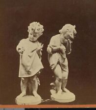 1890s Young Children Joy and Grief Marble Statue Stereoview 9-12 picture