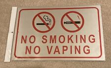 NEW No Smoking No Vaping Sign Metal Aluminum Indoor Outdoor Warning Sign 18