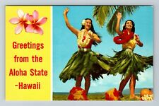 HI-Hawaii, Greetings From Aloha State, Hula Maidens, Vintage Postcard picture