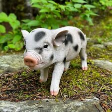 Adorable Realistic Animal Farm Baby Pig Piglet Spotted Garden Statue Yard Decor picture