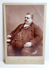 Obese fat man, circus freak, Ligionier, Indiana; history, cabinet card photo picture