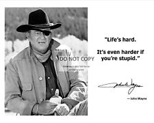 JOHN WAYNE LEGENDARY ACTOR w/ PHOTO AND LIFE'S HARD QUOTE - 8X10 PHOTO (PQ033) picture