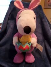 Gemmy Peanuts Dancing Snoopy Woodstock Easter Bunny Musical Plush  picture