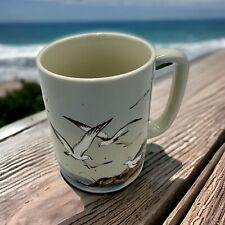Vintage Otagiri Coffee Mug Seagulls Ocean Blue White 8 oz Cup Japan 5” picture