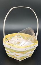 Longaberger 2022 White Yellow Lime MINI Octagonal Easter Basket+Prot. Signed PW picture