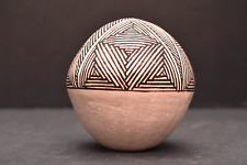 ATQ GEOMETRIC Native American Acoma Pueblo Pottery Seed Pot FINE line VTG 3.5