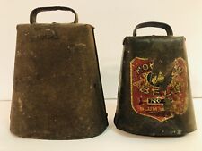 Lot of 2 - Vintage Holstein Cow Bell No. 4 Blum Mfg. Co + Unbranded Cow Bell picture