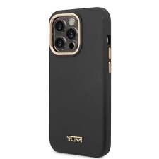 iPhone 14 Pro - TUMI - Leather Case with Gold Logo - Black picture