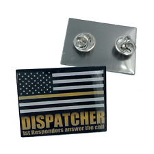 FF-007 911 Emergency Dispatcher Thin Gold Line Flag Pin picture