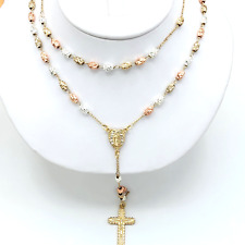 Gold Plated Rosary Necklace, Rosario Virgen de Guadalupe Oro Laminado. 26 in picture