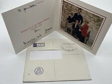 ORIGINAL Card 1991 signed; Princess Diana and King Charles III + royal stamp picture