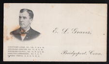 E L Graves F&AM RAM R&SM KT & AAONMS Bridgeport CT personal card c 1920 picture
