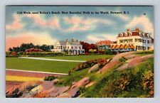 Newport RI-Rhode Island, Cliff Walk, Beautiful Walk, Antique, Vintage Postcard picture