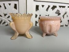Set Of 2 Vintage Degenhart Glass Beaded Footed Toothpick Holder picture