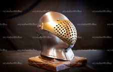 18GA Steel Medieval Bascinet Armet Closed Helmet With Golden Visor picture