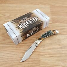 Rough Ryder Bow Trapper Folding Knife Carbon Steel Clip Blade Bone Stag Handle picture