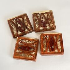 Set of 4 Vintage Lucite and Beans Coasters Legumes Retro Funky Drink Holders MCM picture
