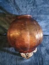 Vintage Orange Mid Century Crackled Glass Ceiling Globe Light Cover  picture
