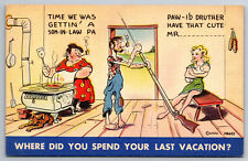 Vintage Postcard Funny Humor Cartoon Hillbilly Pretty Woman Shotgun Wedding picture