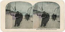 c1890's Colorized Stereoview Card Marine Drill on the Battleship Connecticut picture