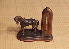 Vintage Cast Metal Horse & “Cathedral of Learning” Souvenir Thermometer Statue picture