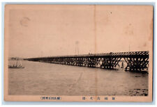 Niigata City Japan Postcard Bandai Bridge Over River c1940's Antique Unposted picture
