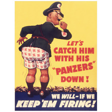 Panzers Down” Vintage Style 1943 Propoganda WW2 Poster - 18x24 picture