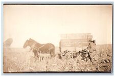 Farming Harvesting Postcard RPPC Photo Lorn Wagon c1910's Unposted Antique picture