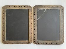 Pair of Vintage/Antique Two-Sided School Slate Writing Chalkboards Wood Frames picture