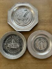 Set Of 3 Vintage Pewter Plates  picture