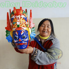 Chinese Folk Art Wood Hand Carved Painted NUO MASK Walldecor - Dixi(local drama) picture