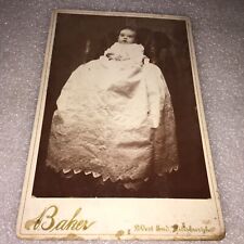 VINTAGE LITTLE BABY WITH A LARGE WHITE DRESS PHOTO  picture
