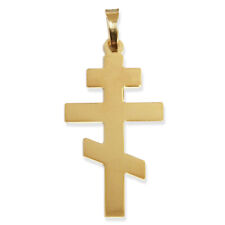 Three Barred Plain Orthodox Cross, 14KT Gold 1 1/16