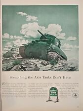 1944 WW2 Allied Tank Running Over Axis Metal, Quaker State Print Ad  picture