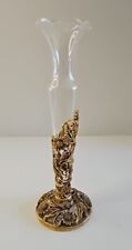 Matson Hollywood Regency Brass & Glass Filigree Bud Vase Sunflower  Flower USA picture