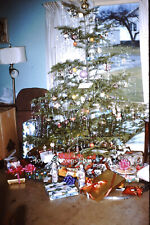 35MM Found Photo Slide Christmas Tree Presents Star Border Kodachrome 1962 picture