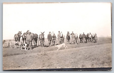 RPPC Several Ranchers Farmers Hoses Mules Dogs posing in Field c1910 A12 picture