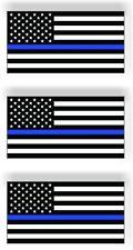SET OF 3 Thin Blue Line American Police Flag Car MAGNET Magnetic Bumper Sticker picture