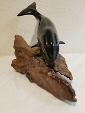 VTG John Perry Black Bowhead Whale Sculpture 14