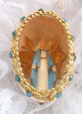 Handmade Vintage  Ornament -REAL EGG DIORAMA w/BLESSED MOTHER MARY - 2-3/4