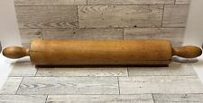 Vintage Wooden Rolling Pin Stationary Handles 17.5” One Piece Wood Baking picture