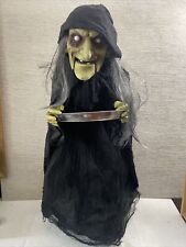 Sound Animated Sensor WITCH w/ Candy Plate Halloween Decor Prop 32