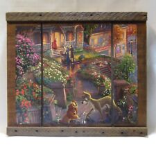 Thomas Kinkade Disney Lady And The Tramp Wooden Painting 13 X 12 X 2 - New picture