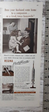 1955 Regina Vintage Print Ad Electrikbroom Vacuum Housewife Husband Kids Home picture