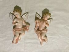 Vintage Pair of Lefton Angels Nude w/Banner Wall Plaques 6013 mar picture